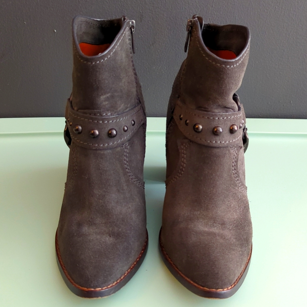 Western Inspired Grey Suede Bootie